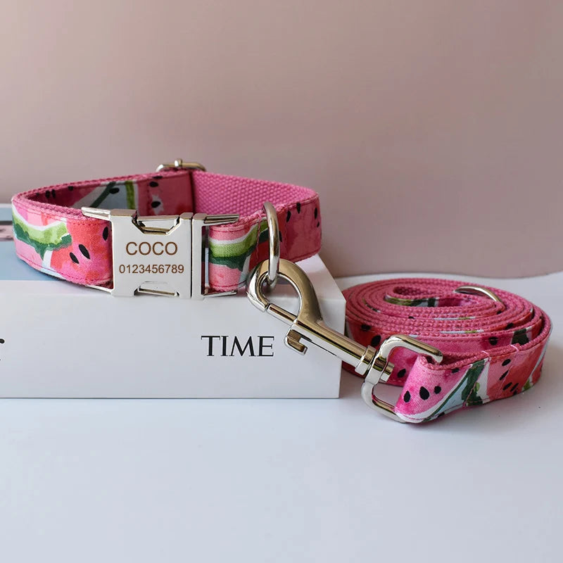 Personalized Bow Dog Collar & Leash Set