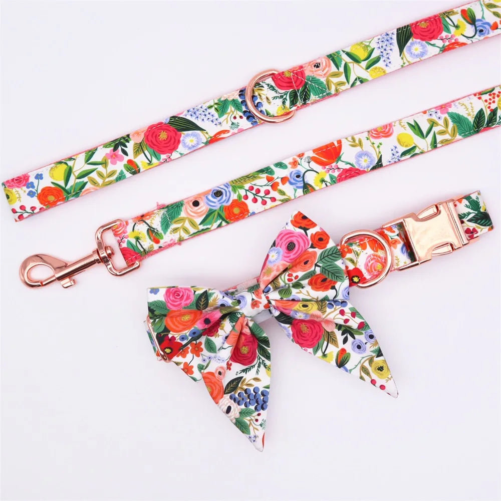 Flower Bandana Dog Collar & Leash Set