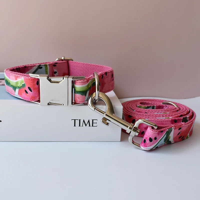 Personalized Bow Dog Collar & Leash Set