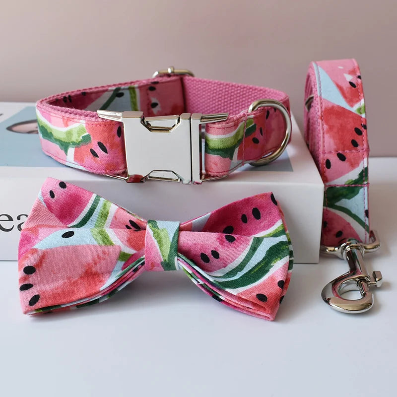 Personalized Bow Dog Collar & Leash Set