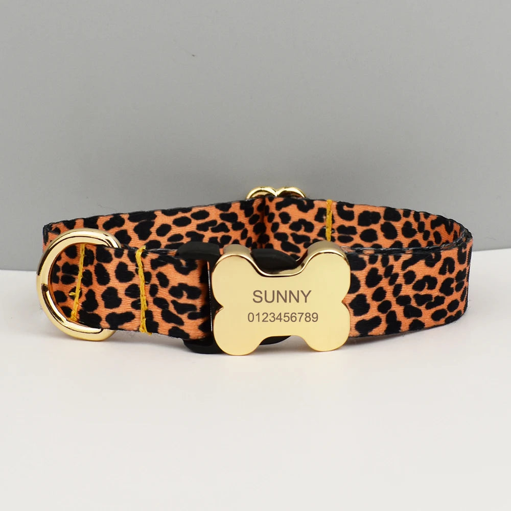 Ethnic Style Engraved Dog Collar & Leash