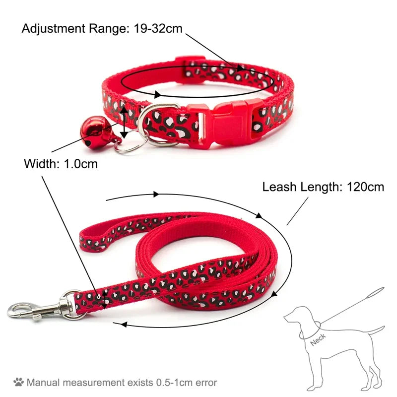 Leopard Print Cat & Dog Collar Set