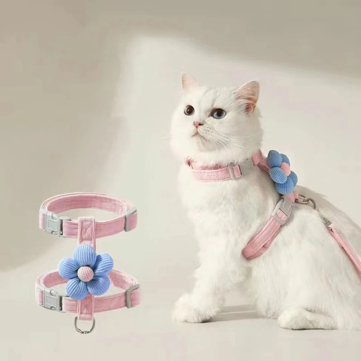 Adjustable Cat & Small Dog Harness Set