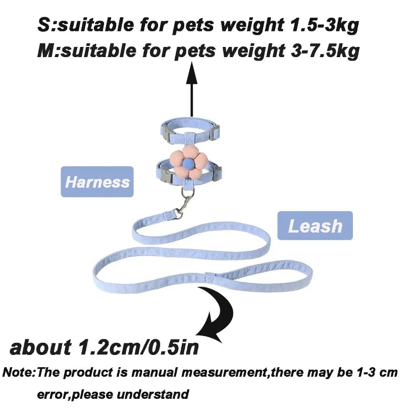 Adjustable Cat & Small Dog Harness Set
