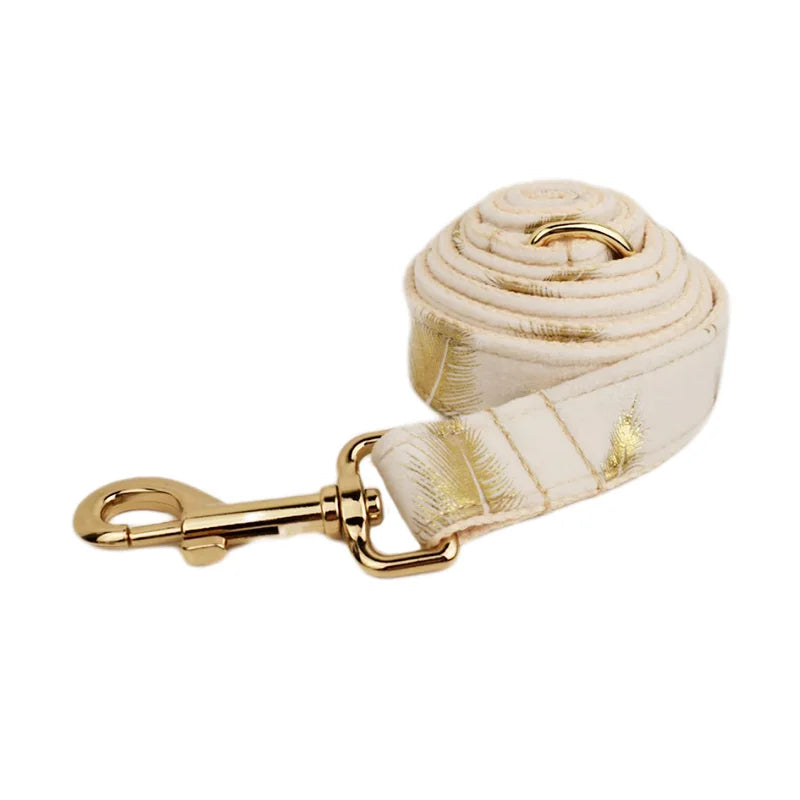 Velvet Engraved Nameplate Dog Collar & Leash Set