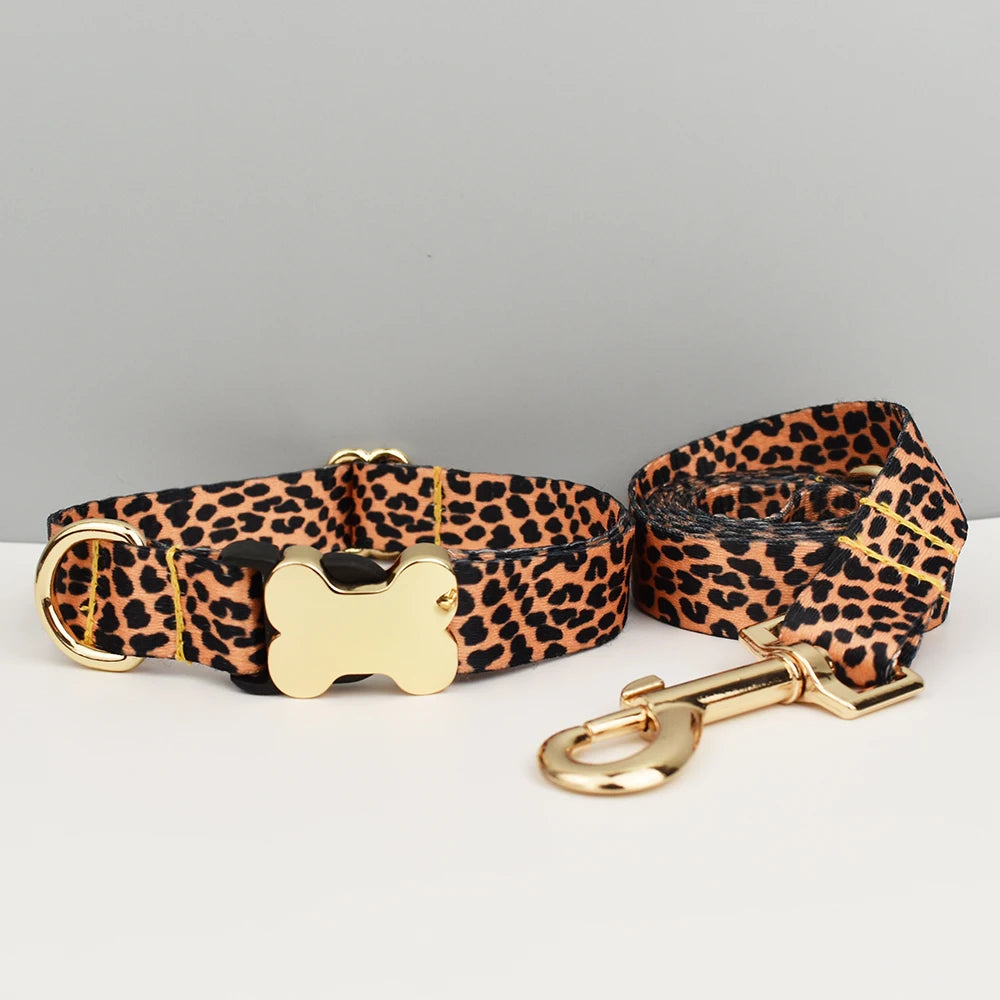 Ethnic Style Engraved Dog Collar & Leash