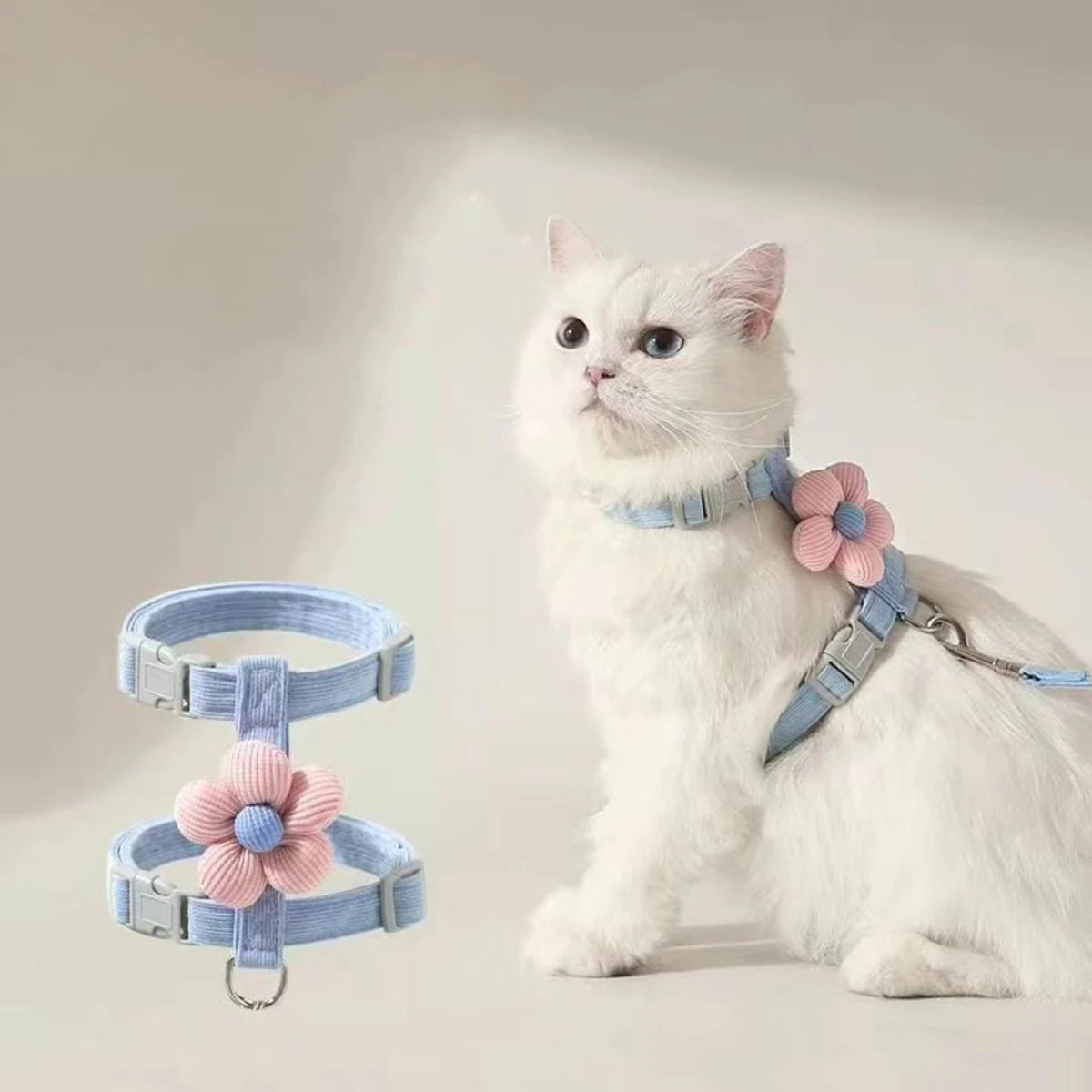 Adjustable Cat & Small Dog Harness Set