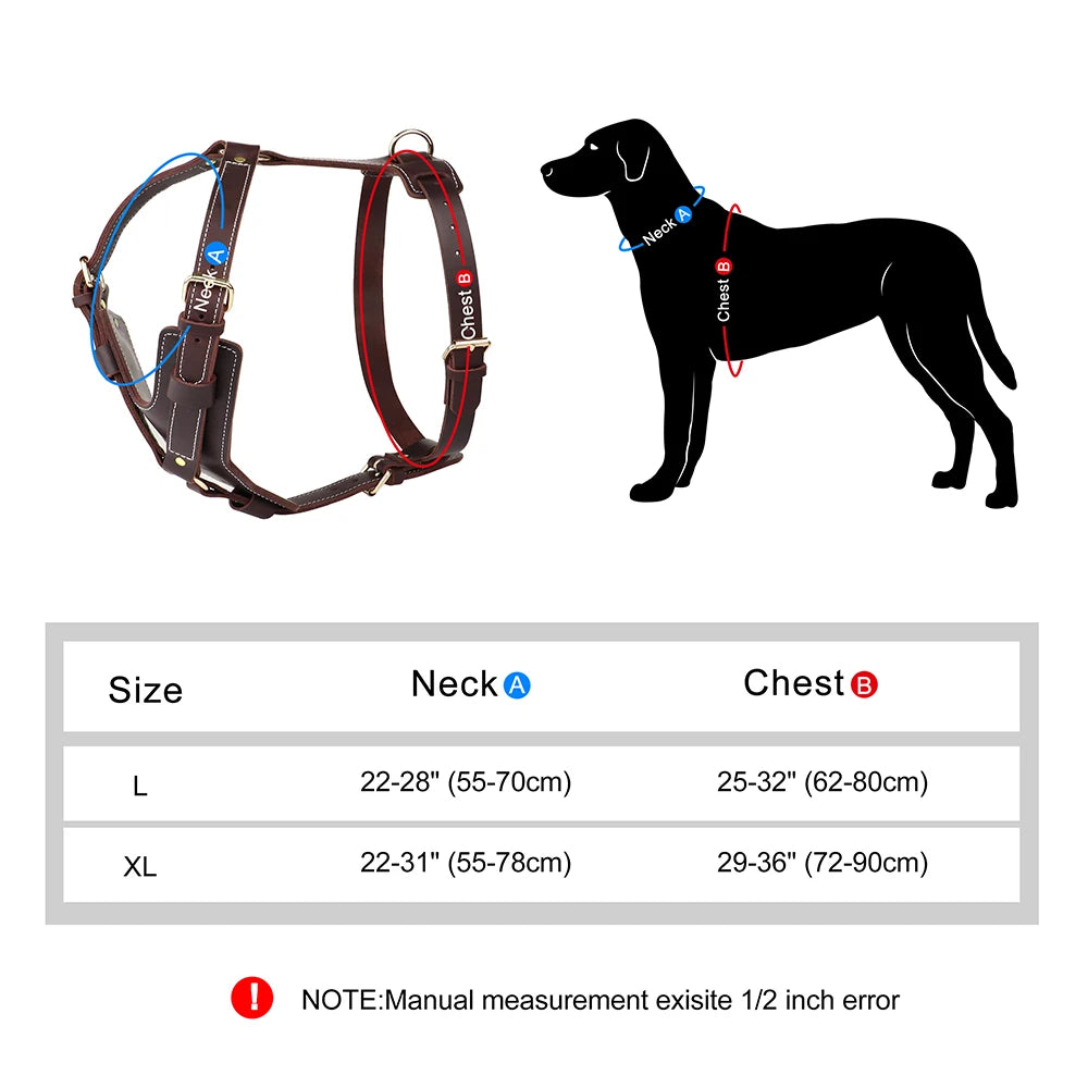 Genuine Leather Dog Vest Harness