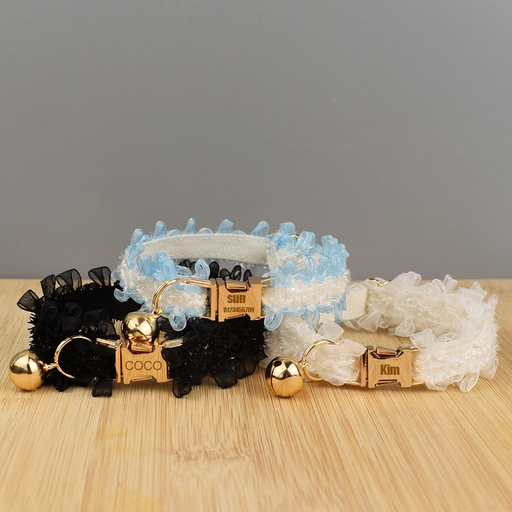 Lace Cat Collar with Bell — Personalized