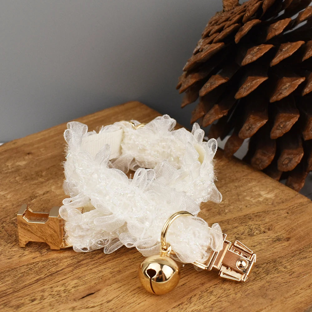 Lace Cat Collar with Bell — Personalized