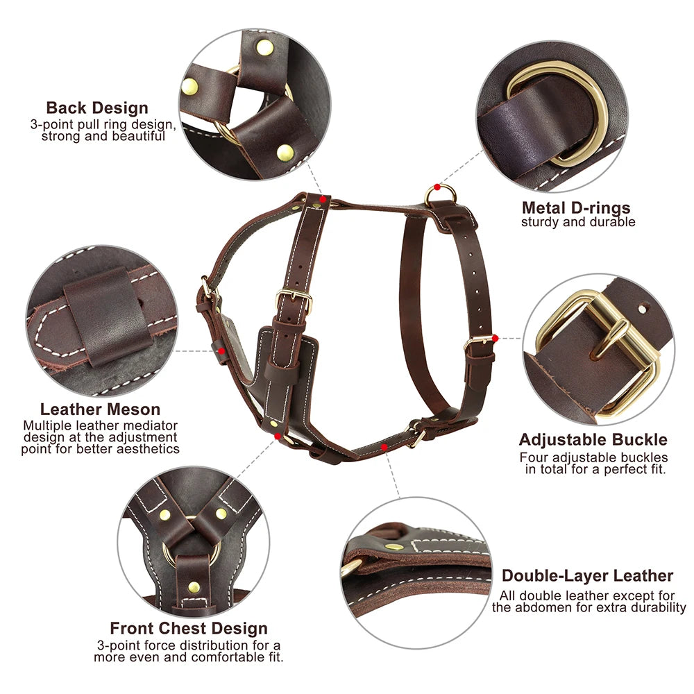 Genuine Leather Dog Vest Harness
