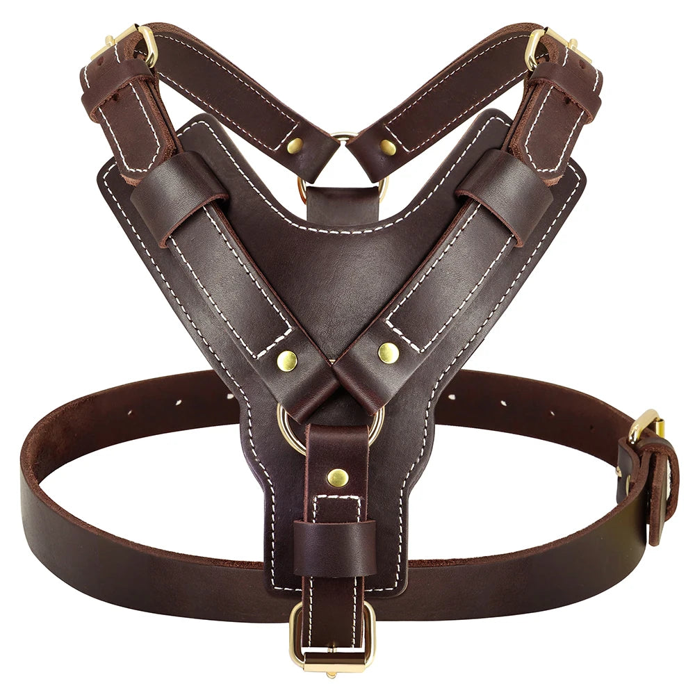 Genuine Leather Dog Vest Harness