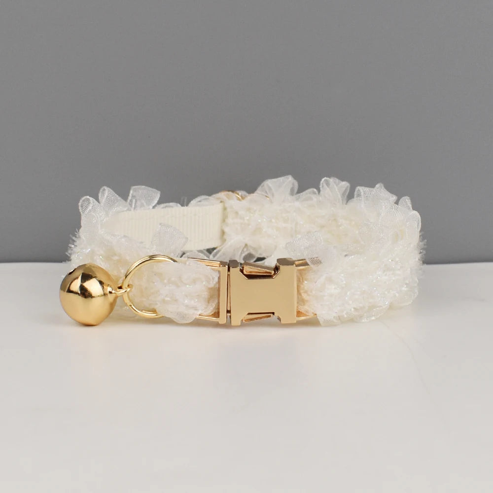 Lace Cat Collar with Bell — Personalized